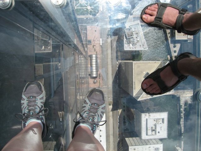 Standing on the Skydeck at the Willis Tower