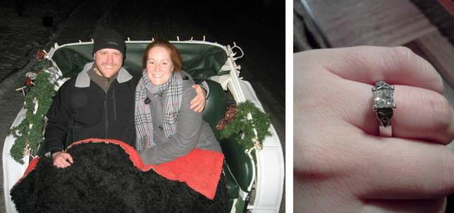 My beautiful, meaningful ring and the most wonderful carriage ride as I tried desperately to come down from my happiness high enough to speak