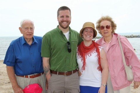 Wind-blown but having fun