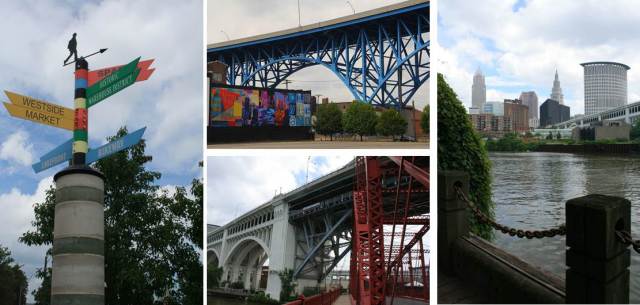 We walked from the Aquarium along the Left Bank, watching some freighters go by, checking out the patriotic bridges and capturing some shots of downtown.