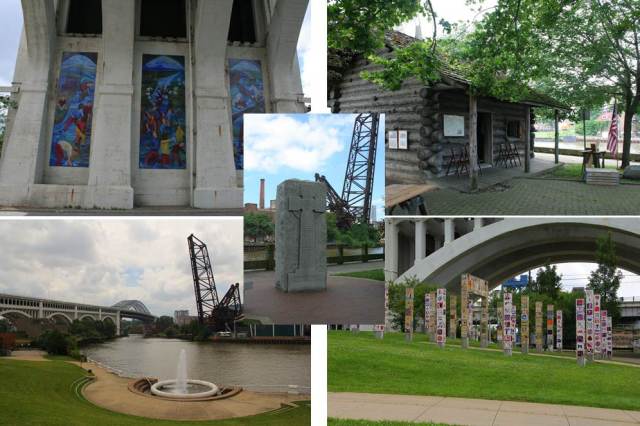 We crossed over the the Right Bank and came across a number of things I didn't even know existed. Irish Famine Memorial? Bridge mosaic artwork? Log cabin manned by period-costumed man giving tours? Settler's Landing RTA stop? Anyone?
