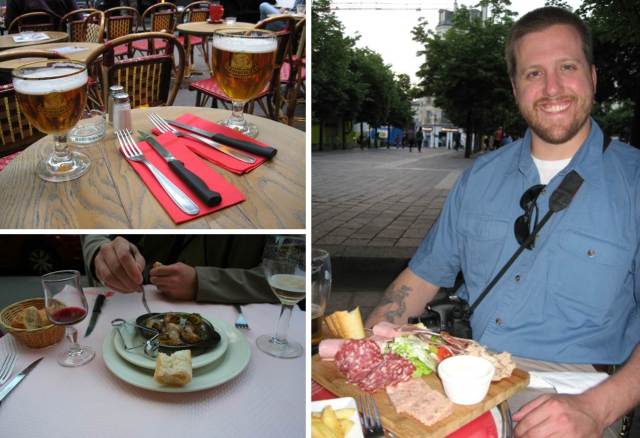 We had some amazing food throughout out stop--here is a sampling of charcuterie, beverages and escargot!
