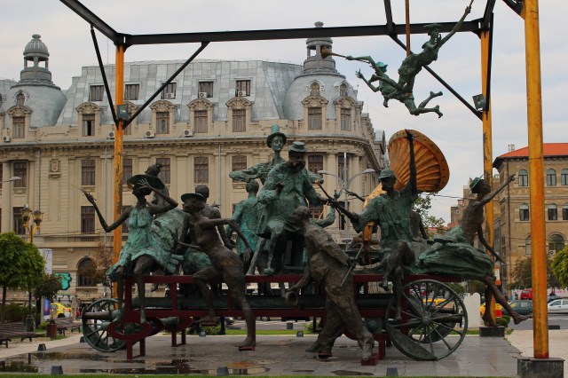 Our second day we explored Bucharest--this crazy statue towered outside our hotel