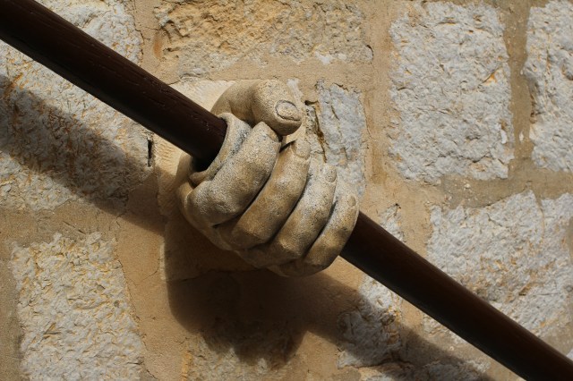 Inside the mayor's suite, an interesting staircase accessory
