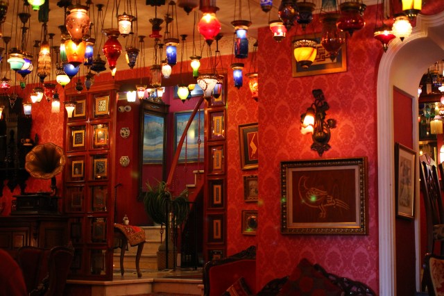 The hotel lobby, restaurant and rooms were covered in beautiful lanterns