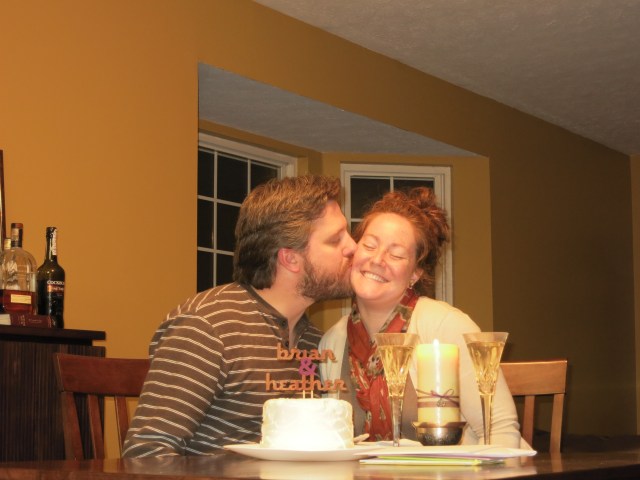 We got home late but spent the remainder of our evening remember our wedding a year ago, eating our cake and enjoying some of our newly purchased wine with our beautiful Waterford glasses from our wedding. A perfect first anniversary!