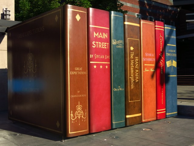 This life-size set is just outside the library entrance.