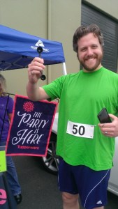 Hubs beat me at a game and won a melon baller before winning the whole race